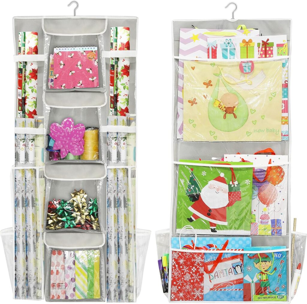 hanging gift wrap organizer